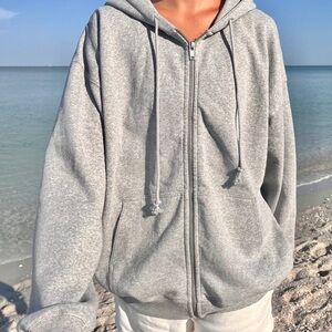 Brandy Melville Gray Zip-Up Hoodie